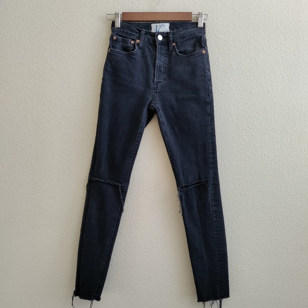 Free People We The Free Holes/Ripped Knee High Waist Skinny Jeans Size 24